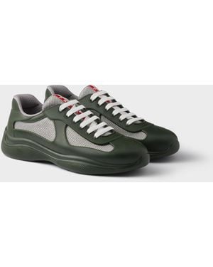 Prada Baskets America's Cup En Gomme Et Tissu Bike - Vert