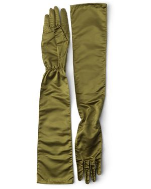 Prada Guantes De Satén, Mujer, Talla 7,5 - Verde