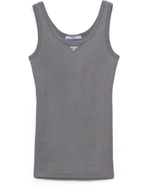 Prada Camiseta De Tirantes De Punto Acanalado, Mujer, Talla - Gris