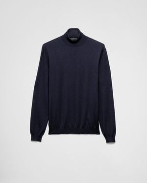 Prada Maglia Collo Alto - Blu