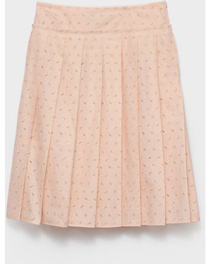 Prada Jupe Plissée En Dentelle Ajourée - Rose