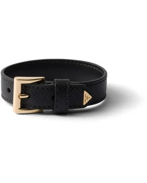 Prada Pulsera De Piel Saffiano, Mujer, Talla - Negro
