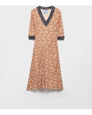 Prada Printed Georgette Dress - White
