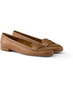 Prada Leather Loafers, Mujer, Talla - Marrón