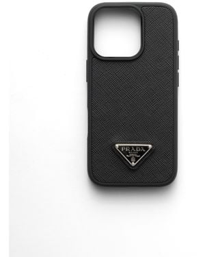 Prada Funda De Piel Saffiano Para Iphone 16 Pro - Negro