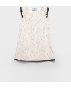 Prada Floral-Print Cotton Mini Dress - White