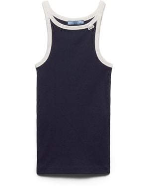 Prada Camiseta De Tirantes De Punto Acanalado, Mujer, Talla - Azul