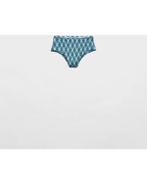 Prada Checked Print Jersey Bikini Bottom - Blue