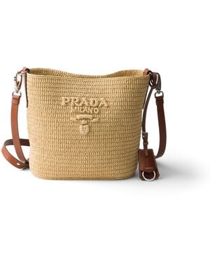 Prada Bolso Saco Pequeño De Croché Y Piel, Mujer - Neutro