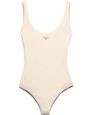 Prada Bañador De Punto Con Pedrería, Mujer, Talla - Blanco