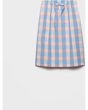 Prada Checked Poplin Midi-Skirt - Blue