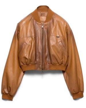 Prada Chaqueta Corta De Napa, Mujer, Talla - Marrón