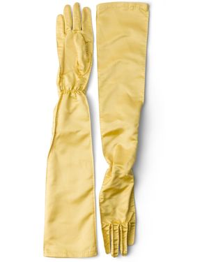 Prada Guantes De Satén, Mujer, Talla 7,5 - Metálico