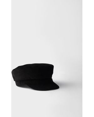 Prada Corduroy Newsboy Cap - White
