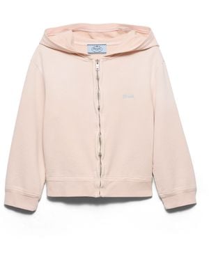 Prada Chaqueta De Felpa De Algodón Con Capucha Y Cierre De Cremallera Mujer, Talla - Rosa