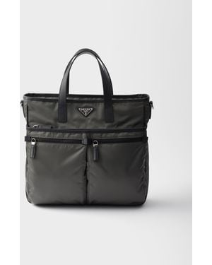 Prada Cabas En Re-Nylon Et Cuir Saffiano - Noir