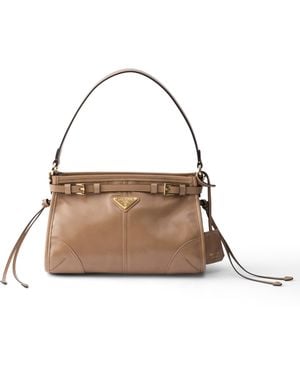Prada Bolso Bonnie De Piel Pequeño, Mujer - Metálico