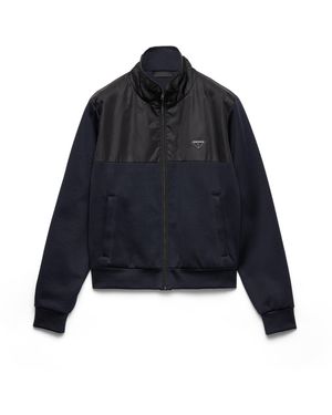 Prada Chaqueta Con Cremallera De Felpa De Algodón Con Detalles De Re-Nylon, Hombre, Talla - Azul