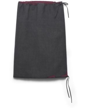 Prada Falda Midi De Tejido Hopsack Con Efecto Devoré, Mujer, Talla - Negro
