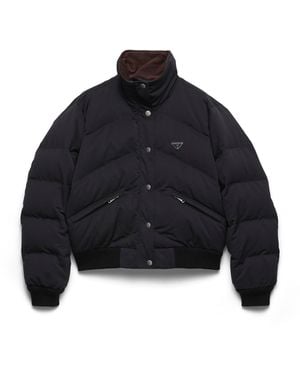 Prada Chaqueta De Plumón Corta Y Compacta En Popelín, Mujer, Talla - Azul