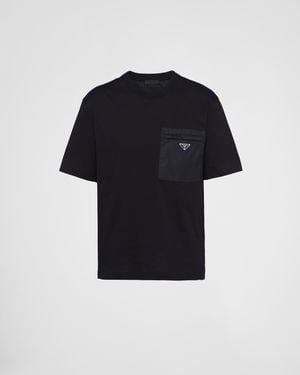 Prada T-Shirt Mit Einsatz Aus Re-Nylon - Schwarz