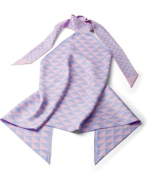 Prada Top Halter De Sarga De Seda Estampada, Mujer - Morado