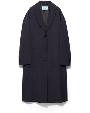 Prada Abrigo En Lana Ligera De Cruzado Simple, Mujer, Talla - Azul
