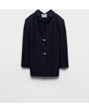 Prada Shetland Wool Jacket With Jewel Buttons - Blue