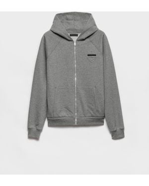 Prada Cashmere Blend Zipper Hoodie - Gray