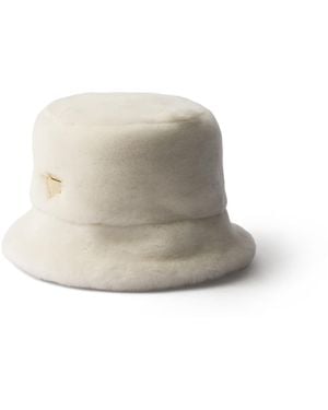 Prada Sombrero Tipo Pescador De Piel Vuelta, Mujer, Talla - Blanco