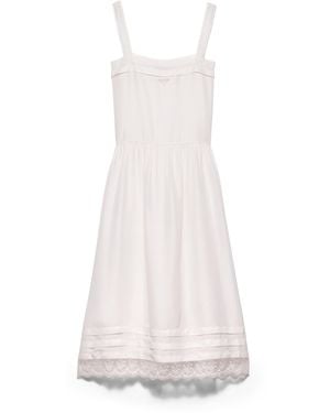 Prada Vestido De Seda Lavada Antigua Bordado, Mujer, Talla - Blanco