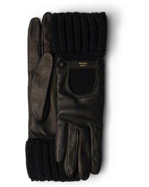 Prada Guantes De Napa Y Punto, Mujer, Talla 7 - Negro