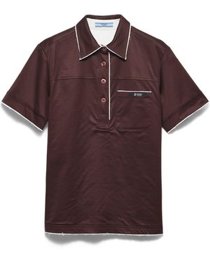 Prada Polo De Algodón De Hilo De Escocia, Mujer, Talla - Morado