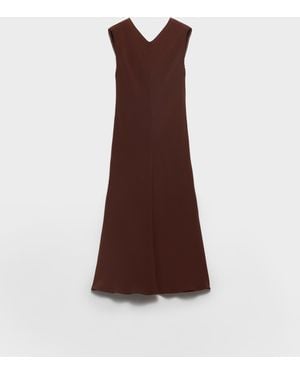Prada Satin Crepe Midi-Dress - Brown