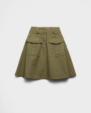 Prada Cotton Cargo Pocket Midi Skirt - Green
