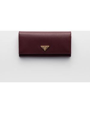 Prada Large Saffiano Leather Wallet - Purple