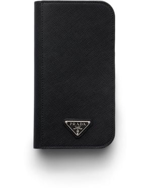 Prada Funda De Piel Saffiano Para Iphone 17 Pro Max, Hombre - Negro