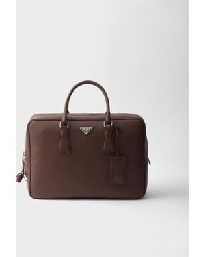 Prada Burnt Leather Work Bag in Brown for Men | Lyst UK