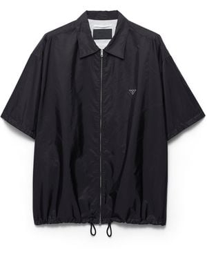 Prada Camisa De Re-Nylon Con Cremallera Y Mangas Cortas, Hombre, Talla - Azul