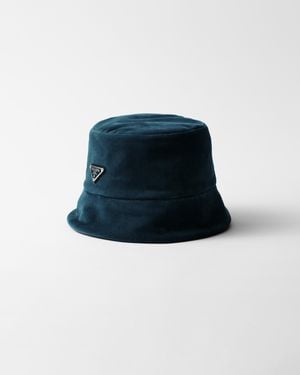 Prada Velvet Bucket Hat - Blue