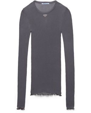 Prada Top De Punto Acanalado, Mujer, Talla - Azul