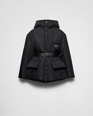 Prada Re-Nylon Hooded Down Jacket - Black