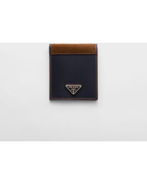 Prada Portefeuille En Re-Nylon Et Cuir - Bleu
