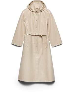 Prada Abrigo Con Capucha De Napa Y Tejido, Mujer, Talla - Neutro