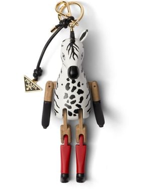Prada Colgante De Llavero De Animal Con Anilla De Metal, Mujer - Blanco