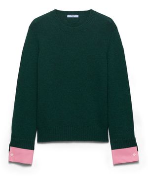 Prada Wool And Cashmere Crew-Neck Sweater, Mujer, Talla - Verde