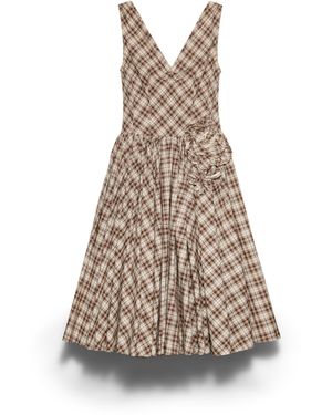 Prada Vestido De Popelín Bordado Con Cuadros Vichy, Mujer, Talla - Neutro