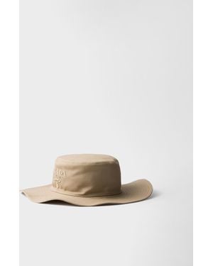 Prada Chapeau À Bord Large En Coton - Blanc