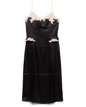 Prada Vestido De Seda Y Encaje, Mujer, Talla - Negro