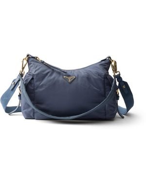 Prada Bolso Grande Explore De Re-Nylon Y Piel, Mujer - Azul